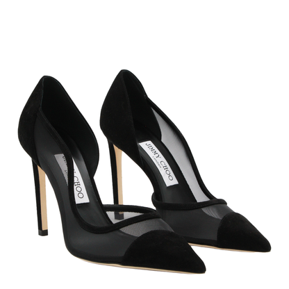 Brigitte 100 Pumps in Black Suede and Mesh - Image 3
