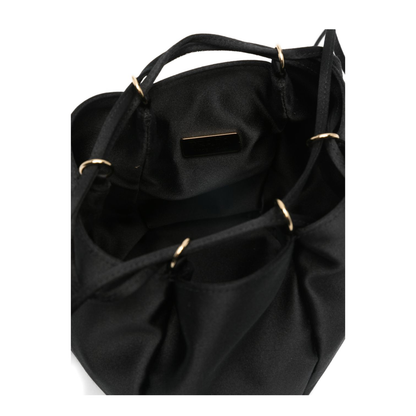 Mini Silk Viscose Bucket Bag - Black - Image 4