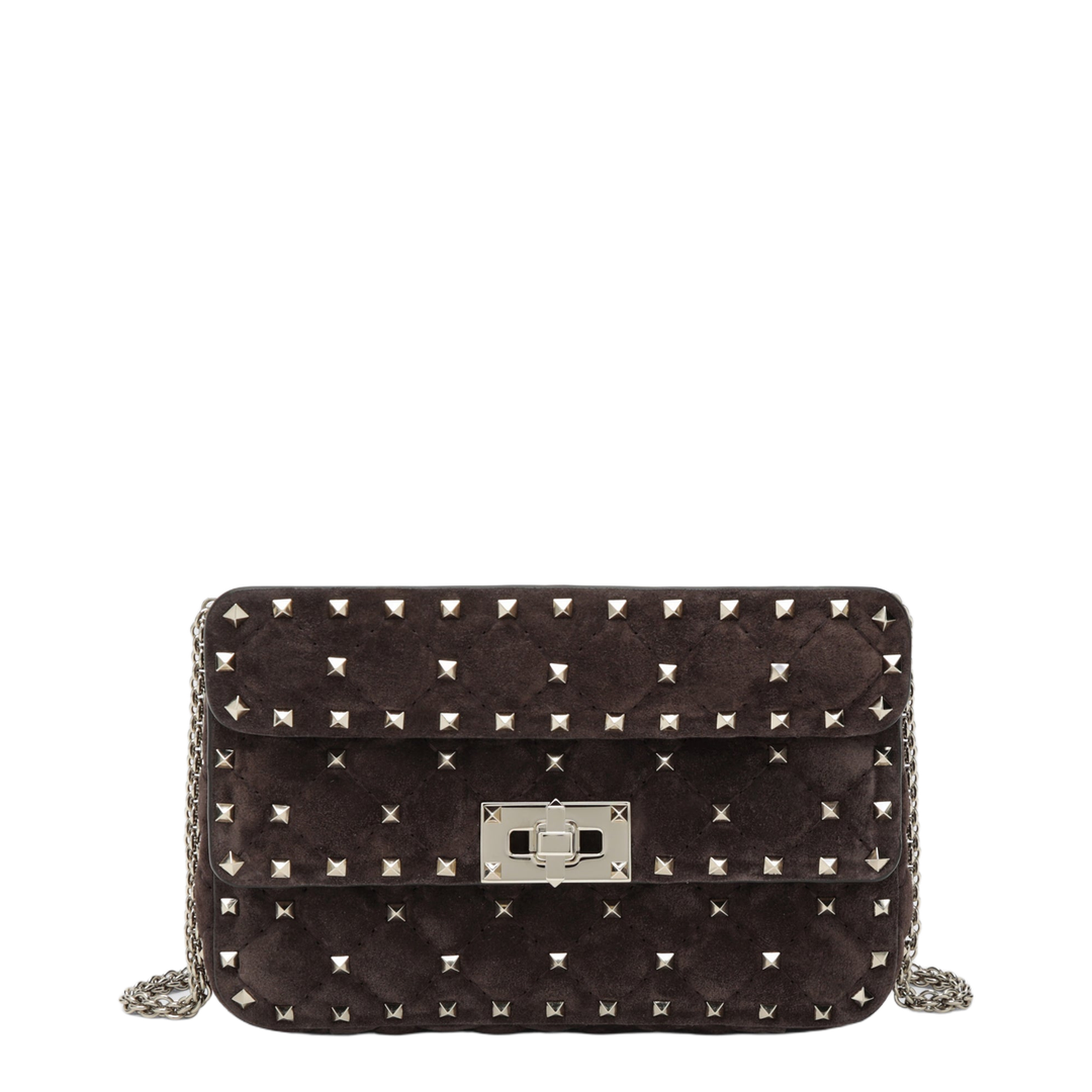 Rockstud Spike Bag in Brown Suede - Image 1