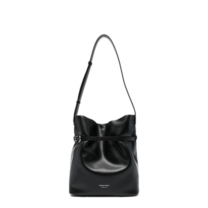 Medium Smooth Leather Bucket Bag - Nero - Image 1