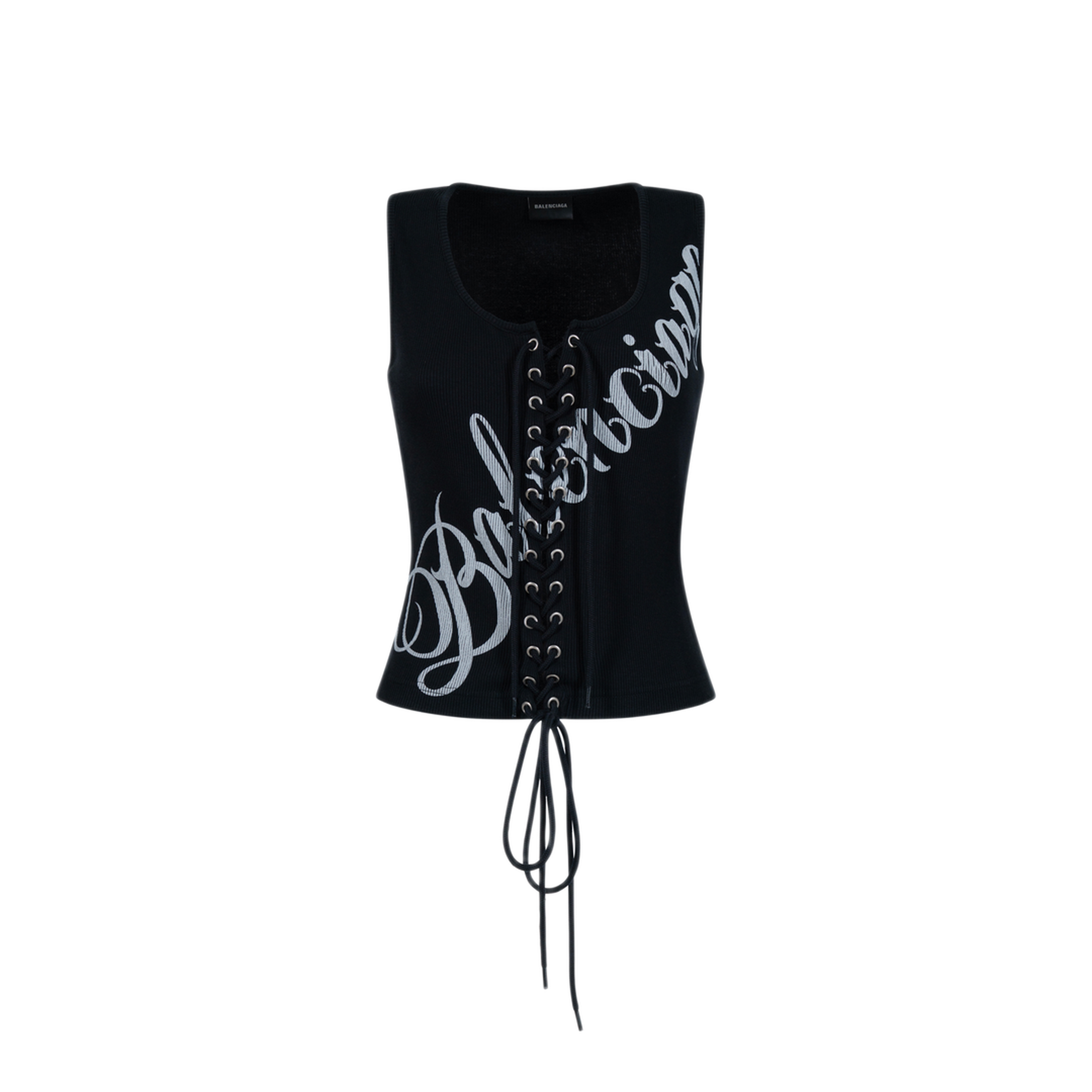 Lace-Up Ribbed Tank Top - Image 1