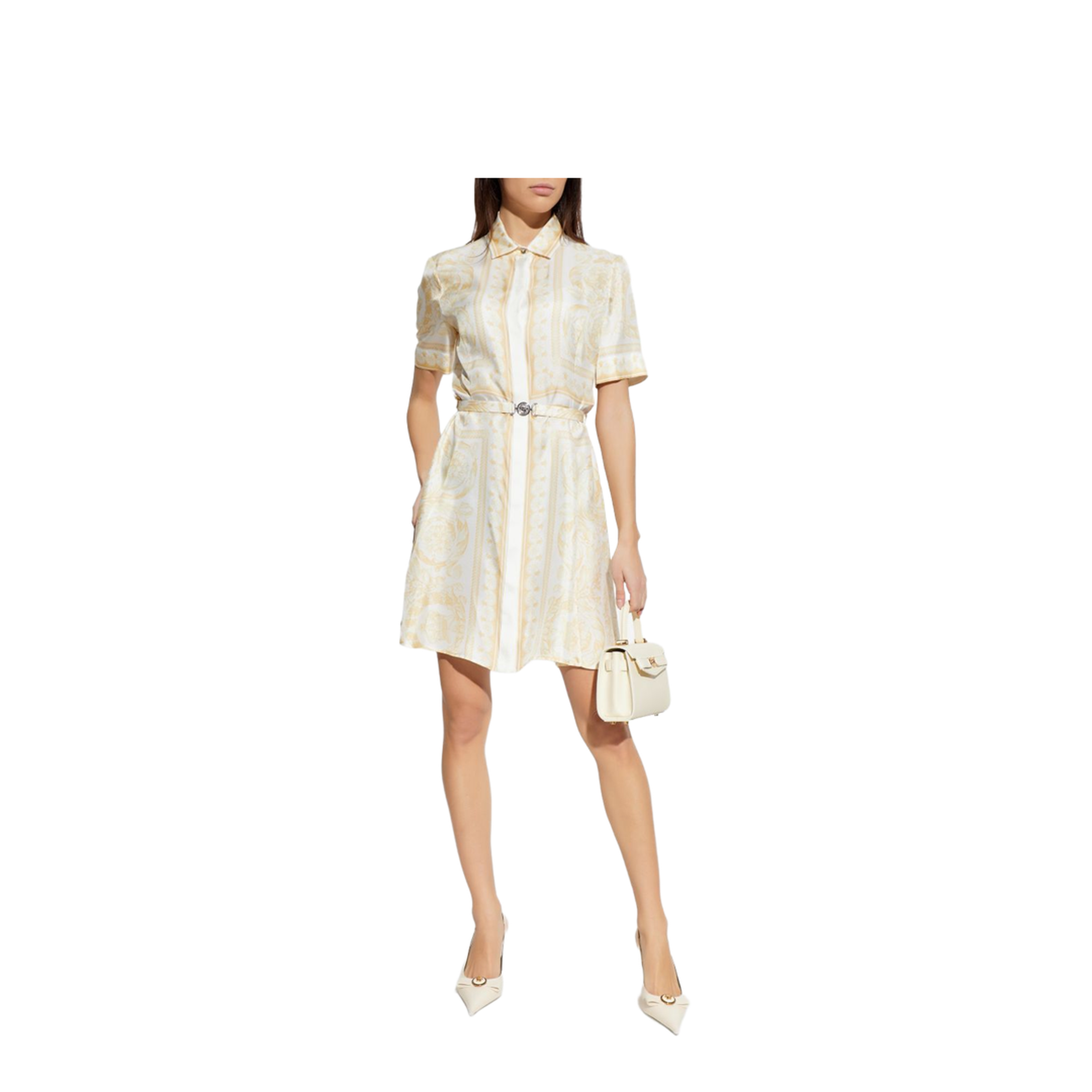 Belted Silk Dress Gold - Image 2