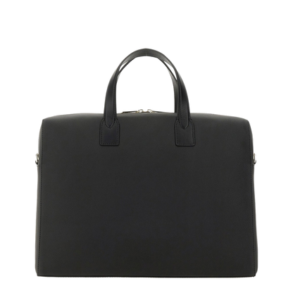 Black Leather Folio Bag with Signature Stripe Edges - Image 6
