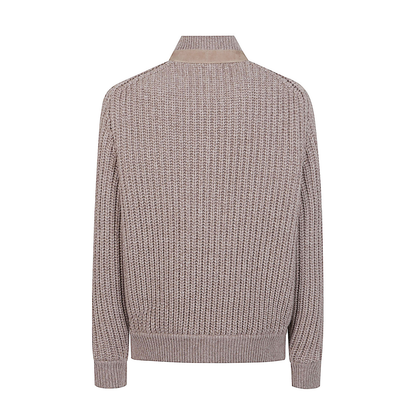 Beige Suede Bomber Jacket - Image 2