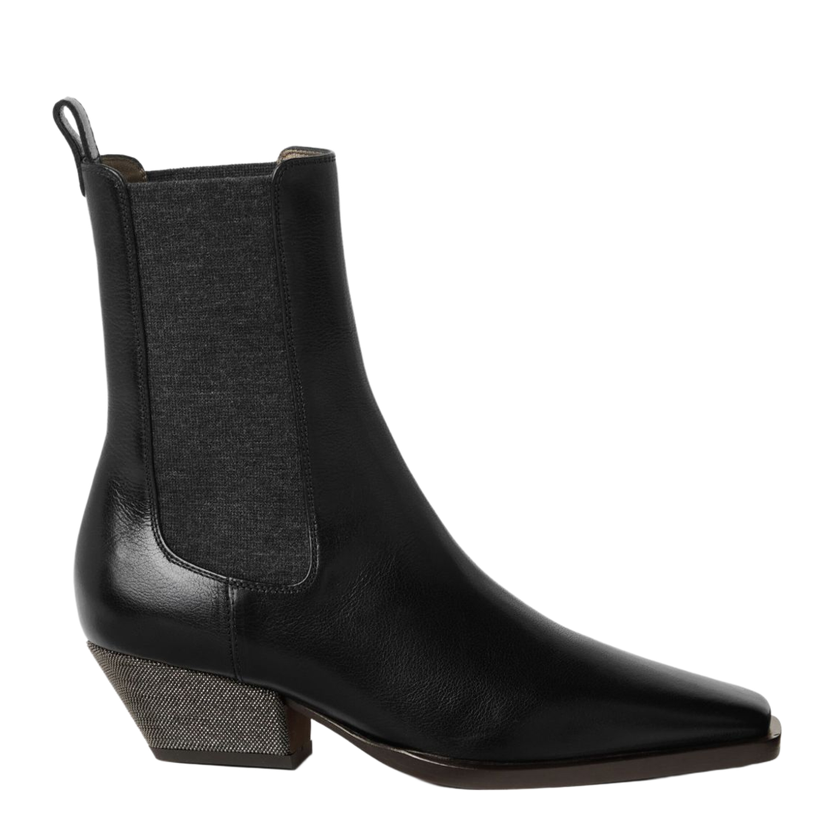 Cuban Heel Leather Boots - Black - Image 1