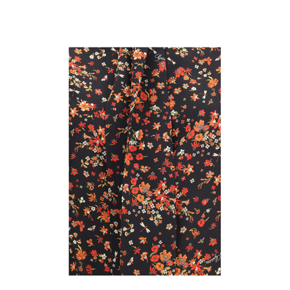 Silk Flora Print Shirt with Neck Bow - Image 3
