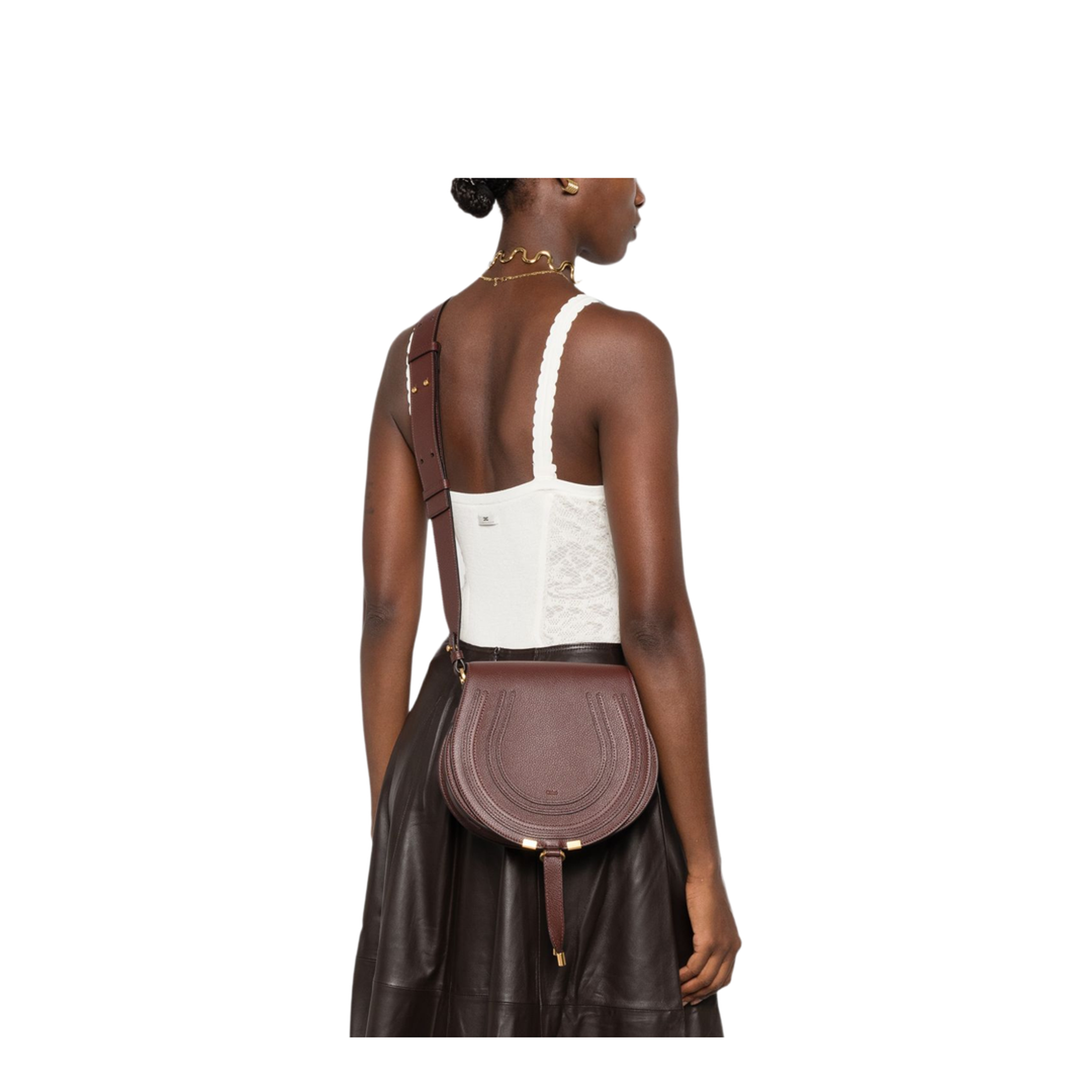Marcie Saddle Bag in Grained Leather - Image 5
