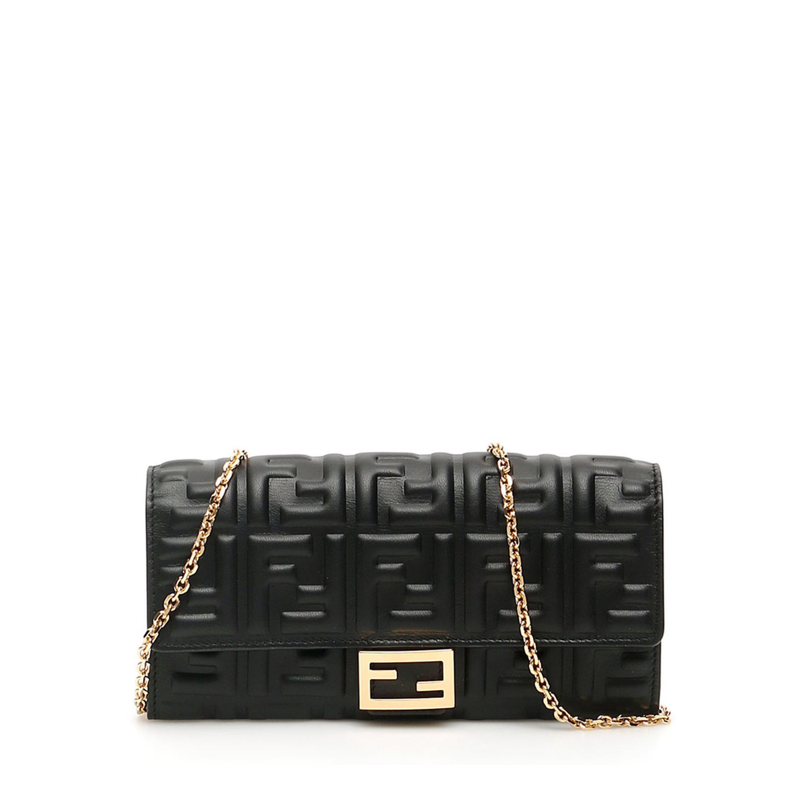 Fendi Baguette Wallet With Thin Chain Crossbody Strap - Image 3