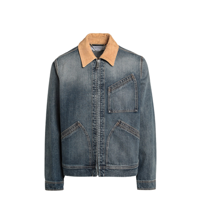 Suede Collar Denim Jacket - Image 1