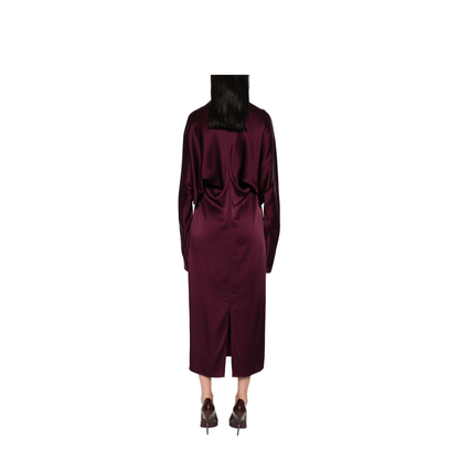 Midi Dress With Cape Sleeves - Red - Image 3