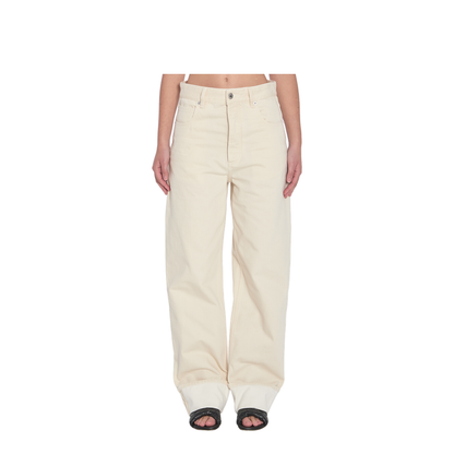 Colored Turned Up Jeans in Pale Meringue - Image 1