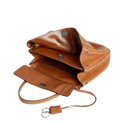 Caramel Leather Medium Rodeo Handbag - Image 4