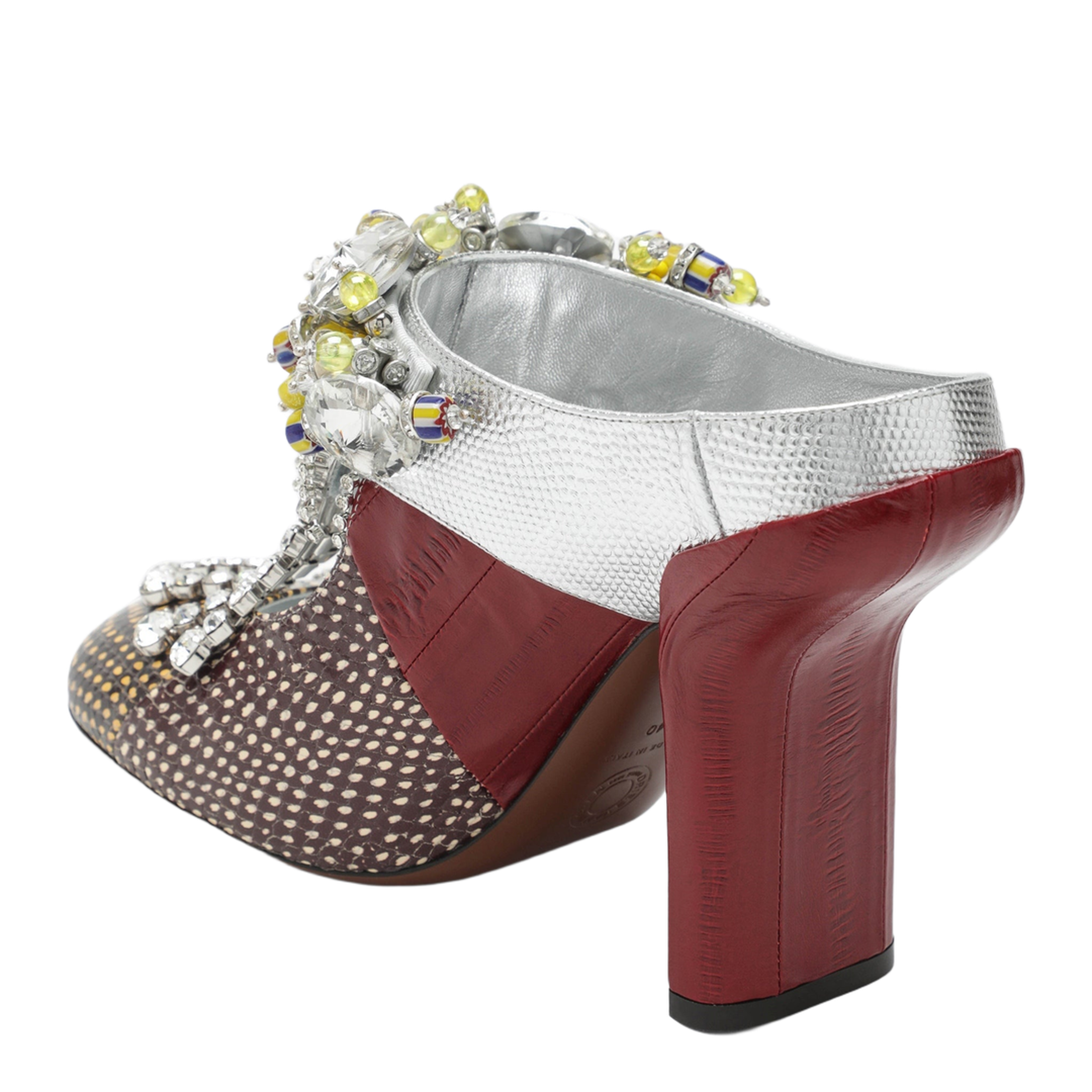 Patchwork Leather Mules With Decoration - Image 2