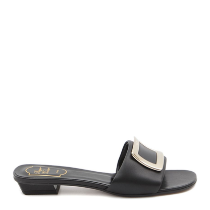Square Buckle Leather Slides - Image 1