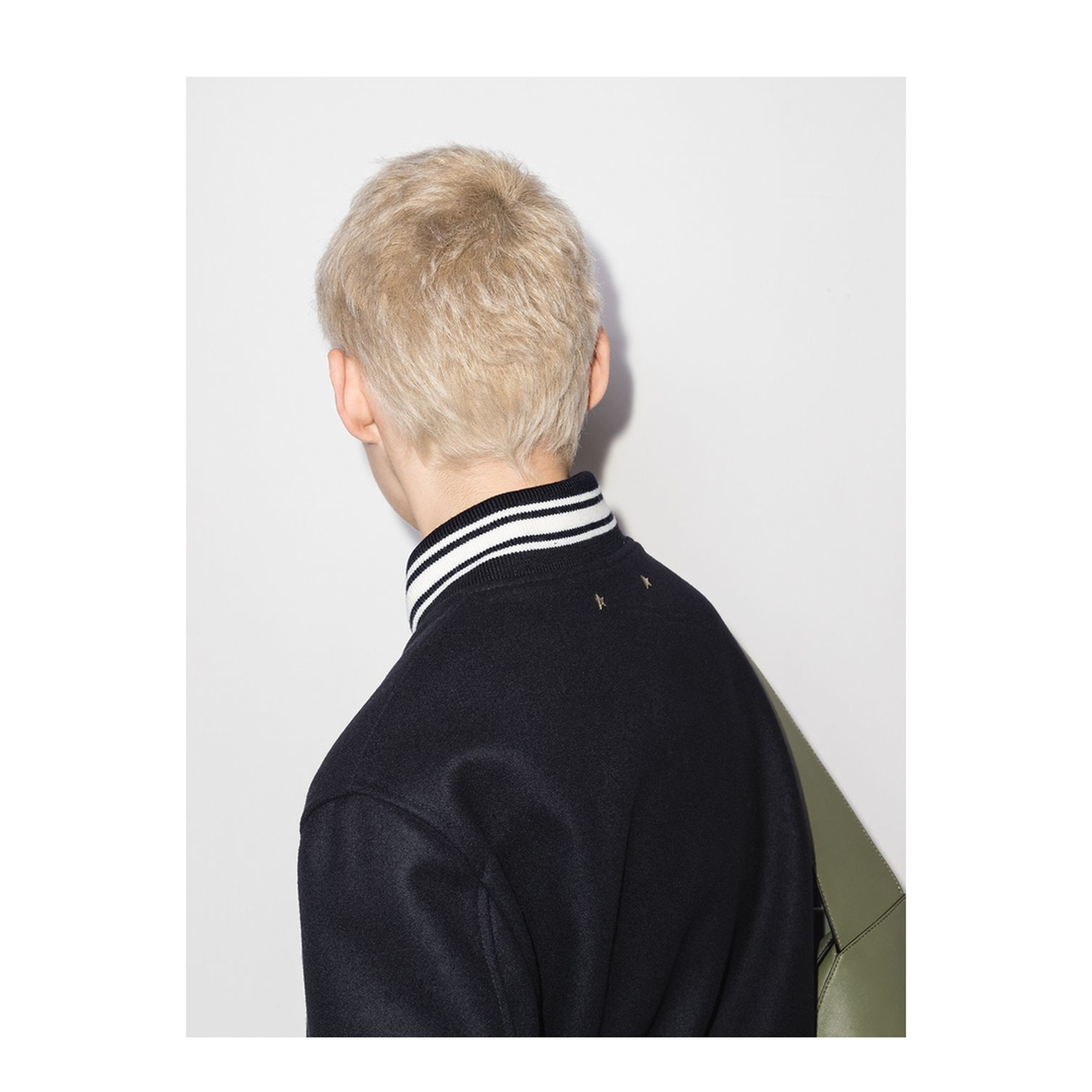 Black Virgin Wool Embroidered-Logo Bomber Jacket - Image 2