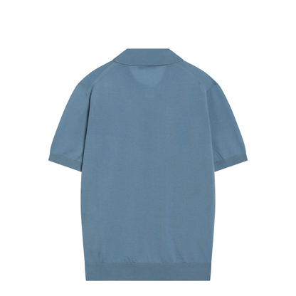 Air-force blue combed wool polo shirt - Image 2