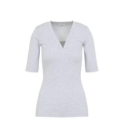 V-Neck Ribbed T-Shirt - Image 2