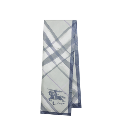 Large Watercolour Check Silk Scarf In Green - Image 1