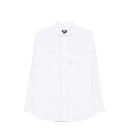 Topstitched Roma Lettering Cotton Shirt - Image 1