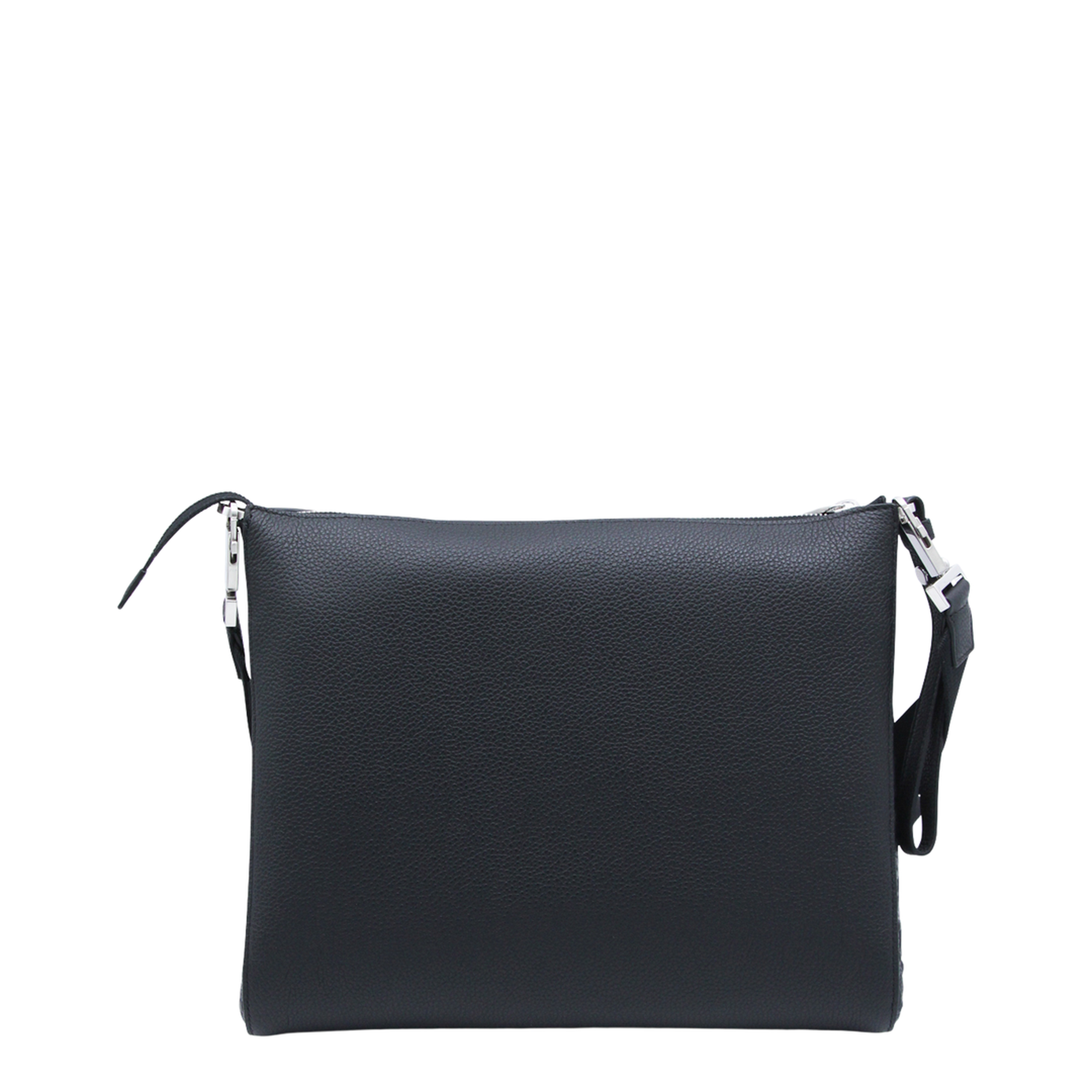 Gancini Messenger Bag In Embossed Leather - Black - Image 5