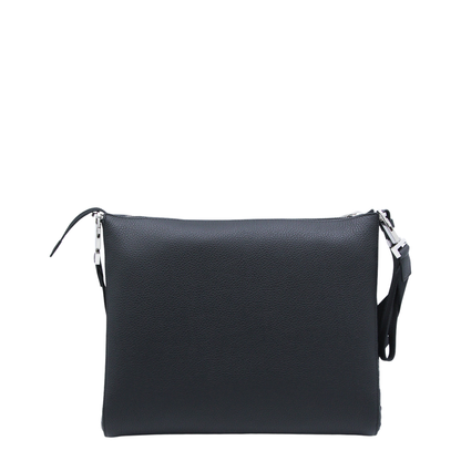 Gancini Messenger Bag In Embossed Leather - Black - Image 5