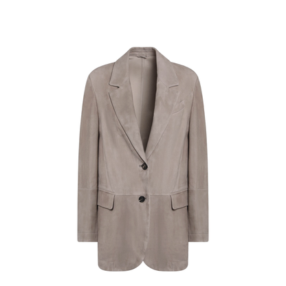 Light Brown Suede Single-Breasted Blazer - Image 1