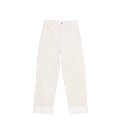 Colored Turned Up Jeans in Pale Meringue - Image 1