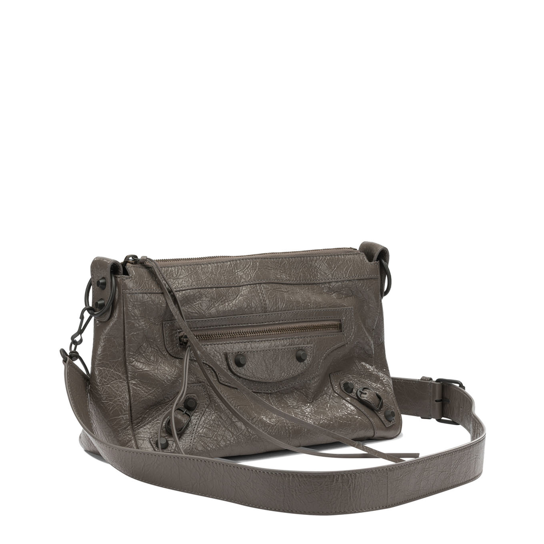 Le City Moto Small Arena Lambskin Shoulder Bag - Dark Noix - Image 2