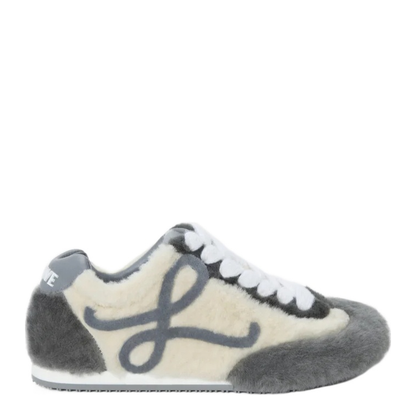 Ballet Runner Shearling Sneakers in White - Image 1