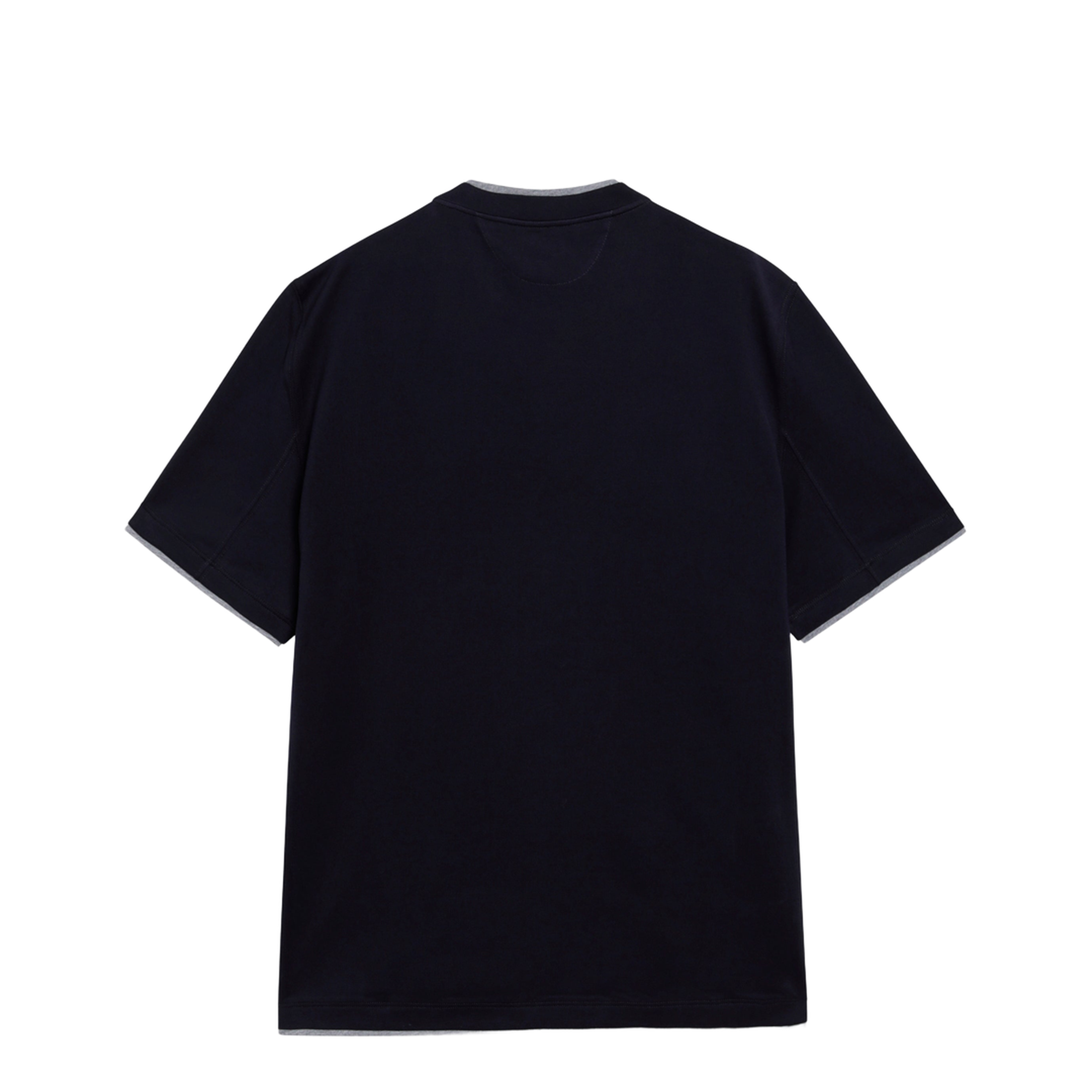 Crew-neck Cotton Jersey T-shirt with Faux Layering, Cobalt - Image 2