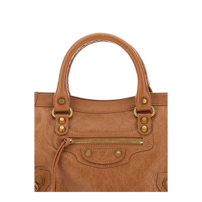 Small Beige Antique Gold City Bag - Image 3