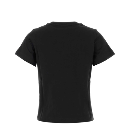 Embroidered Heart Logo Cotton T-Shirt Black - Image 2
