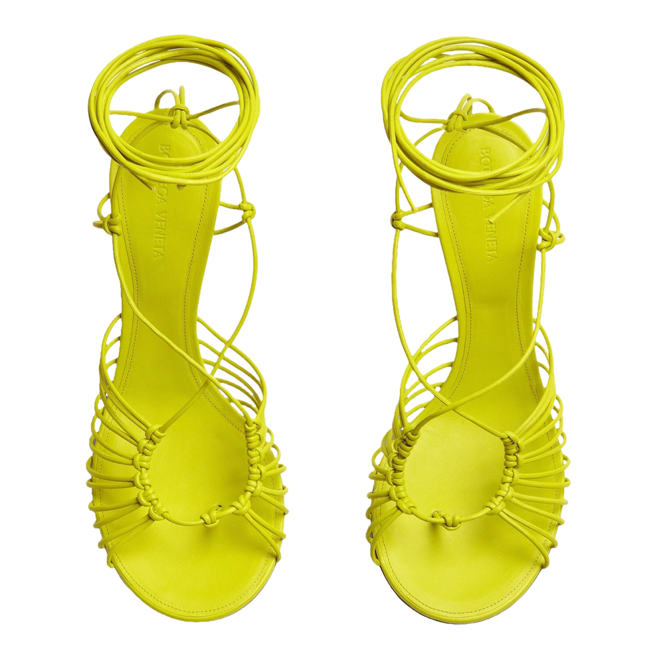 Acid Green Nappa Leather Dot Sandals - Image 4