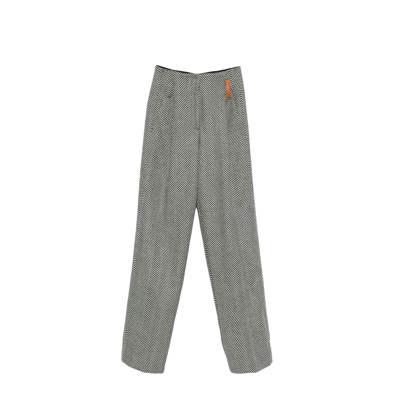 High-Rise Trousers in Wool with Chevron Patterning - Image 1