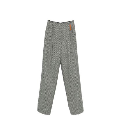 High-Rise Trousers in Wool with Chevron Patterning - Image 1