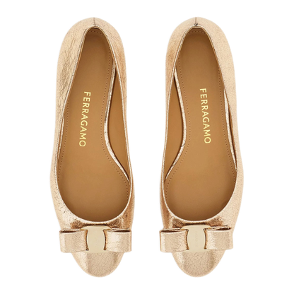 Vara Bow Craquelé Finish Leather Ballerinas - Image 4