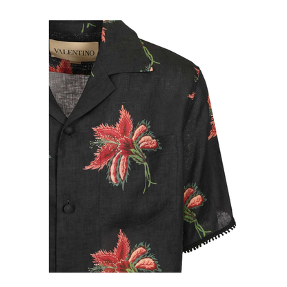 Black Papier Floral Linen Shirt - Image 3