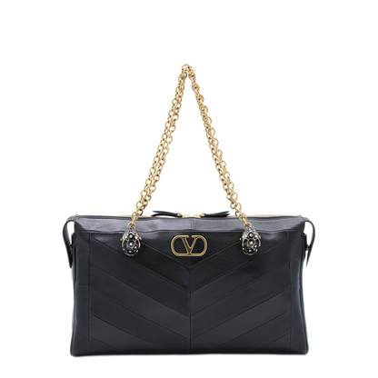 Panthea Nappa Leather Shoulder Bag - Black - Image 1