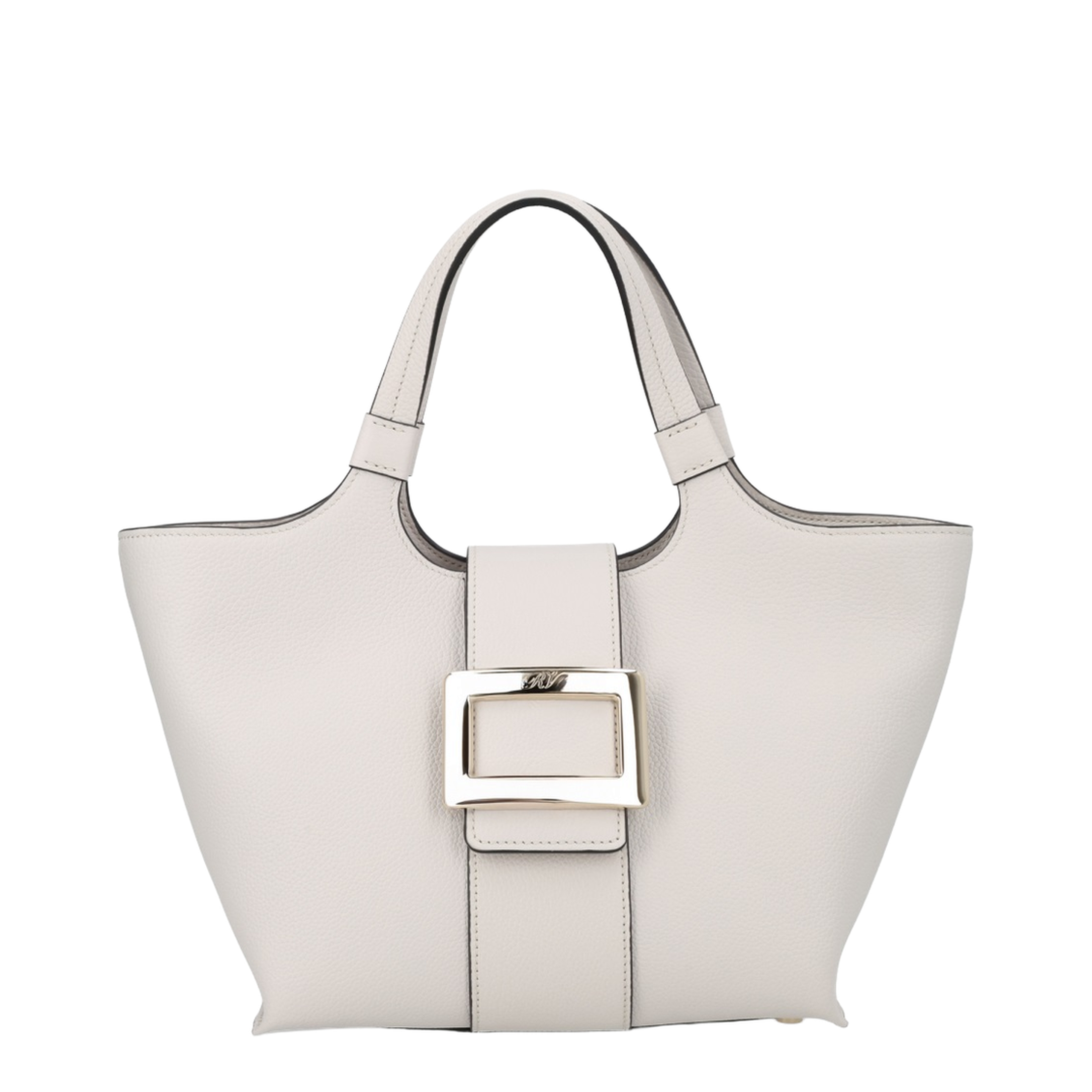 Belle Vivier Mini Shopping Bag In Ice White Calfskin - Ice White - Image 1