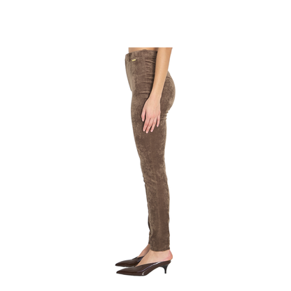 Stretch Velvet Leggings in Brown - Image 3