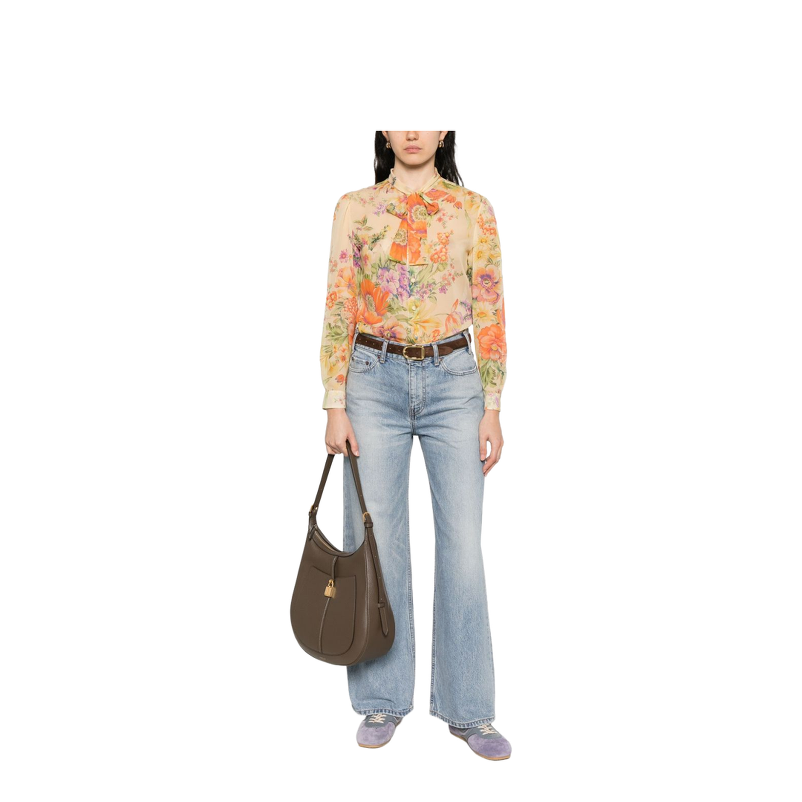 Printed Silk Blouse In Multi - Image 5