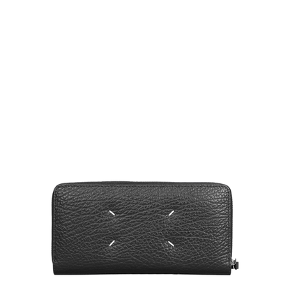 Four Stitches Calfskin Zip-Around Wallet - Black (Negro) - Image 1
