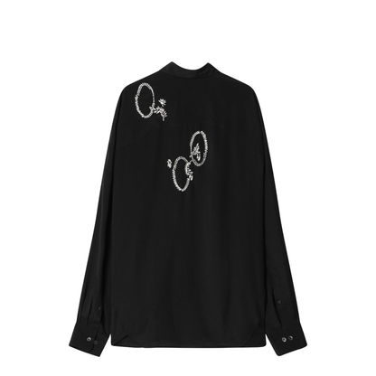 Black Shirt With Sequin Embroidery - Image 2