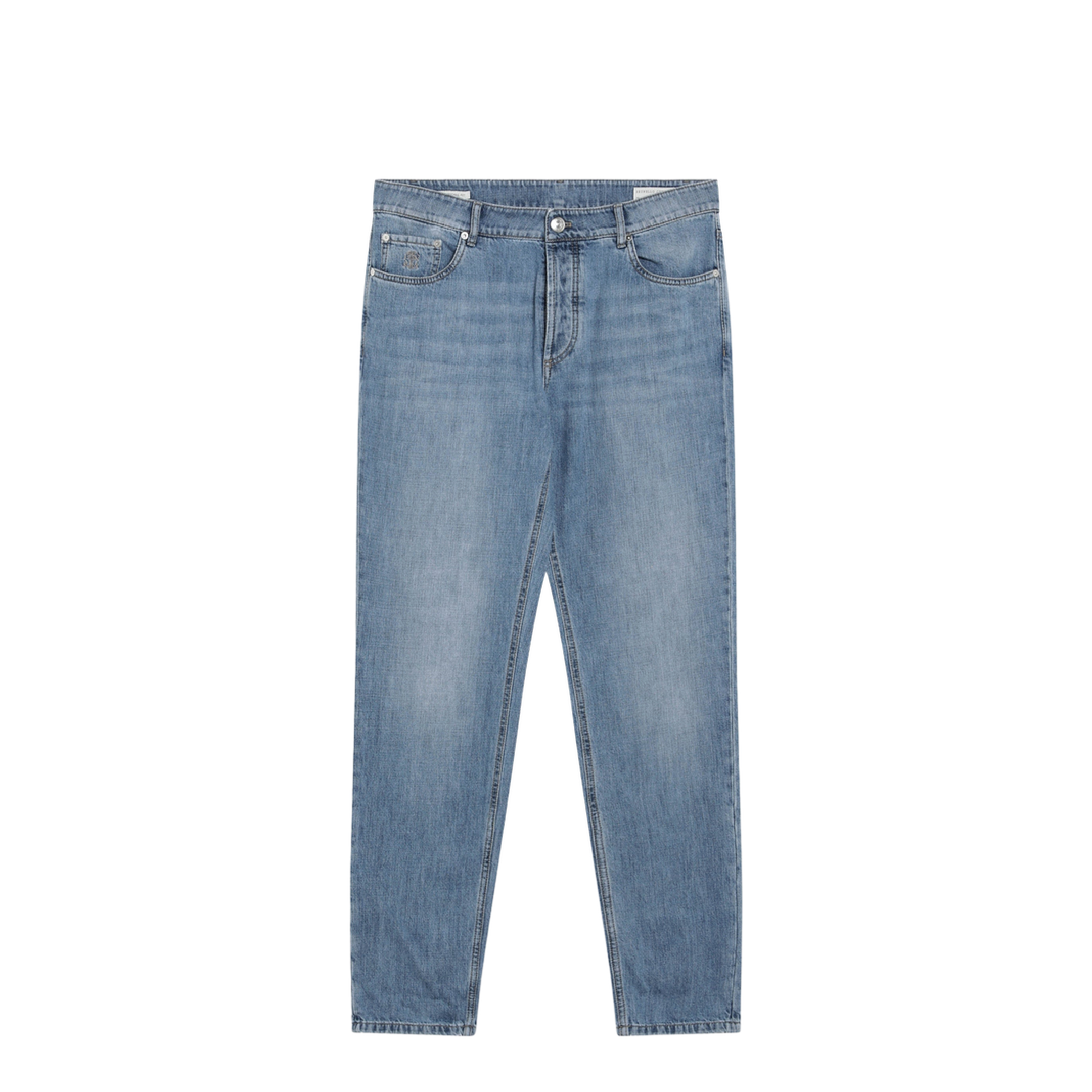 Traditional-fit five-pocket jeans in light blue denim - Image 1