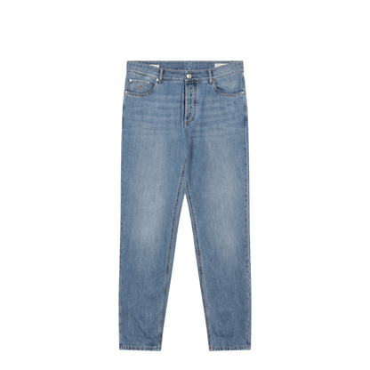 Traditional-fit five-pocket jeans in light blue denim - Image 1