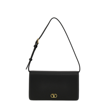VLogo Signature Mini Calfskin Shoulder Bag - Black - Image 1