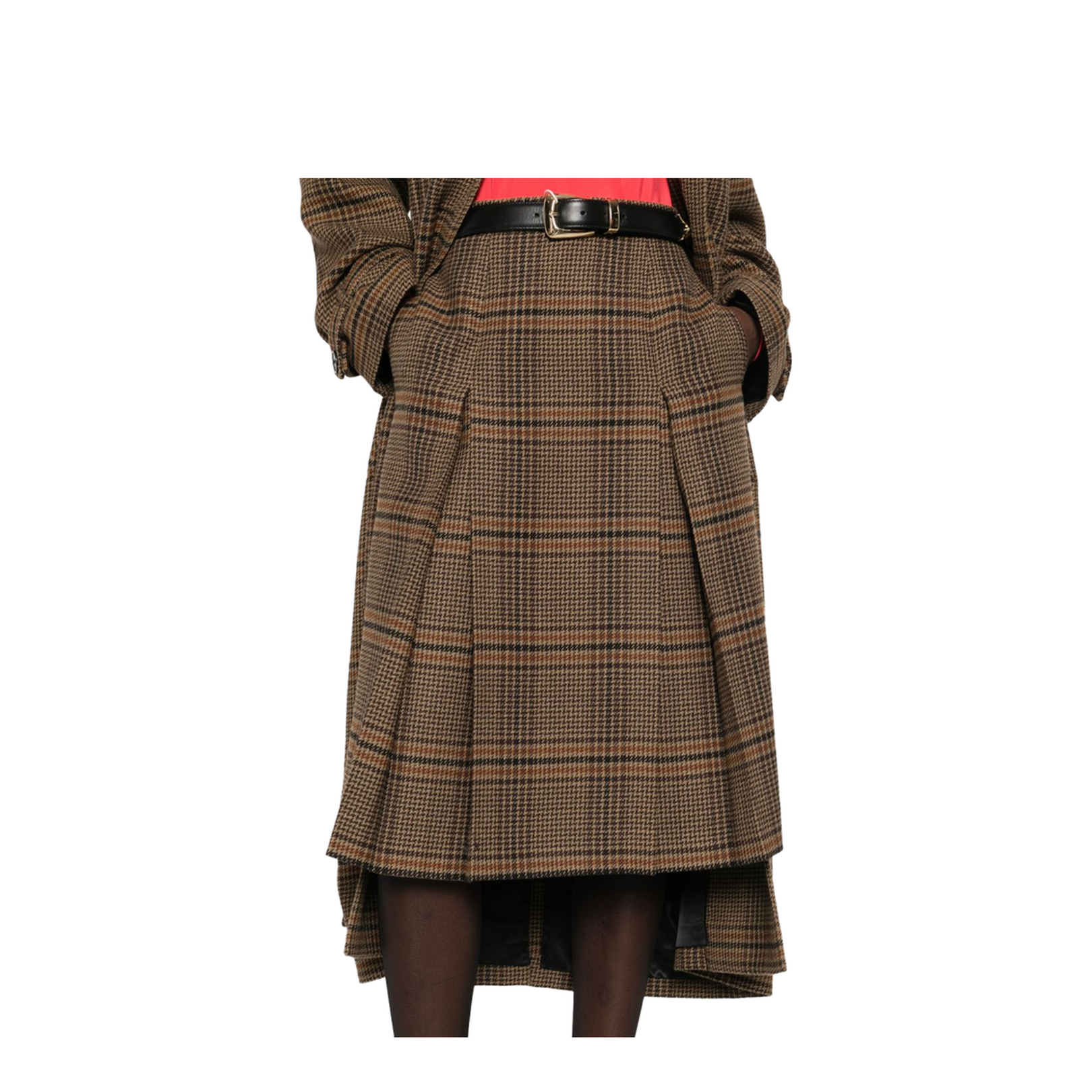 Midi Skirt in Prince of Wales Wool and Cashmere - Image 4