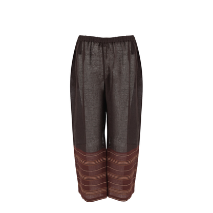 Brown Linen Wide Leg Pant - Image 1