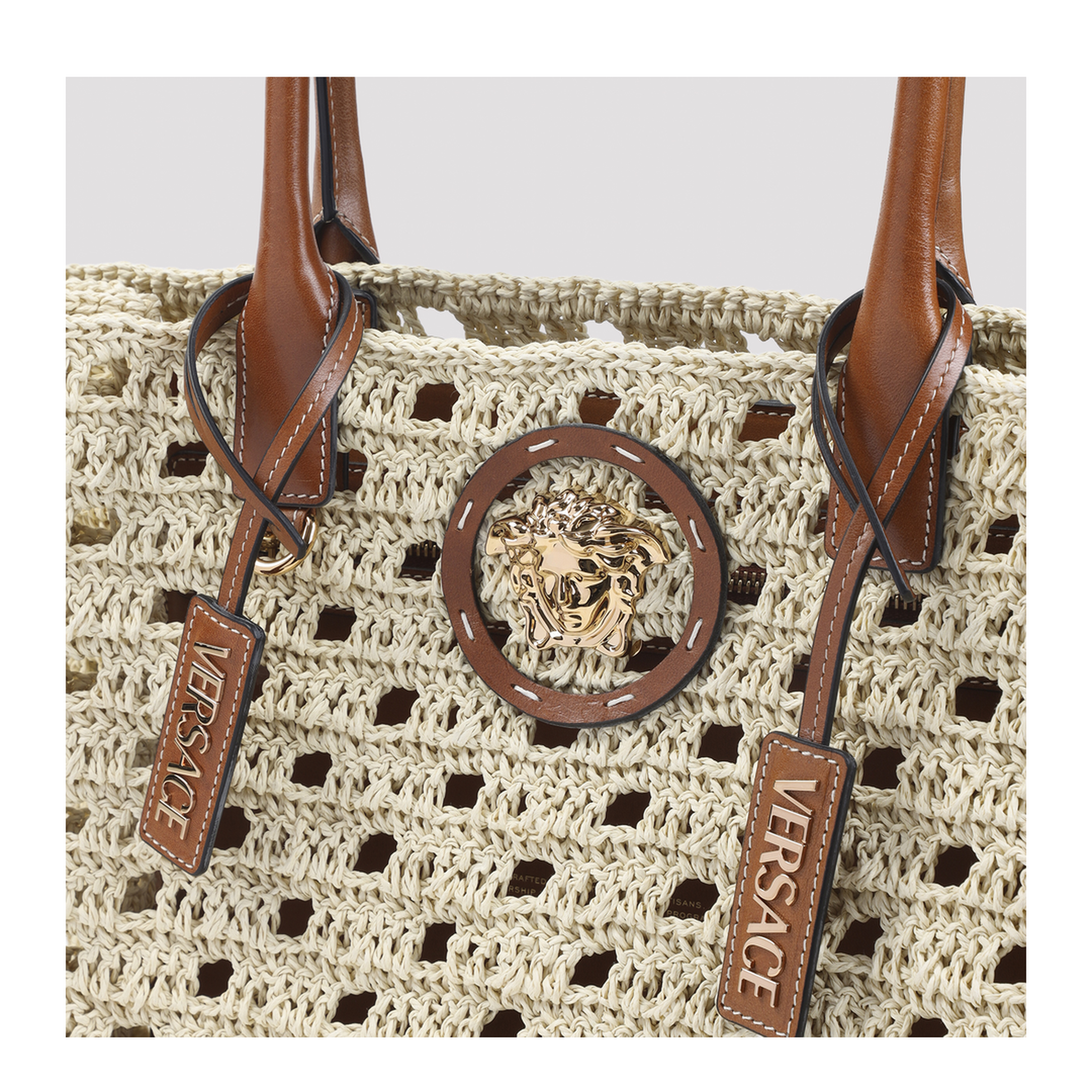 La Medusa Large Raffia Tote - Beige - Image 5