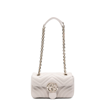 GG Marmont Small Matelassé Chevron Nappa Leather Shoulder Bag - Light Grey - Image 1